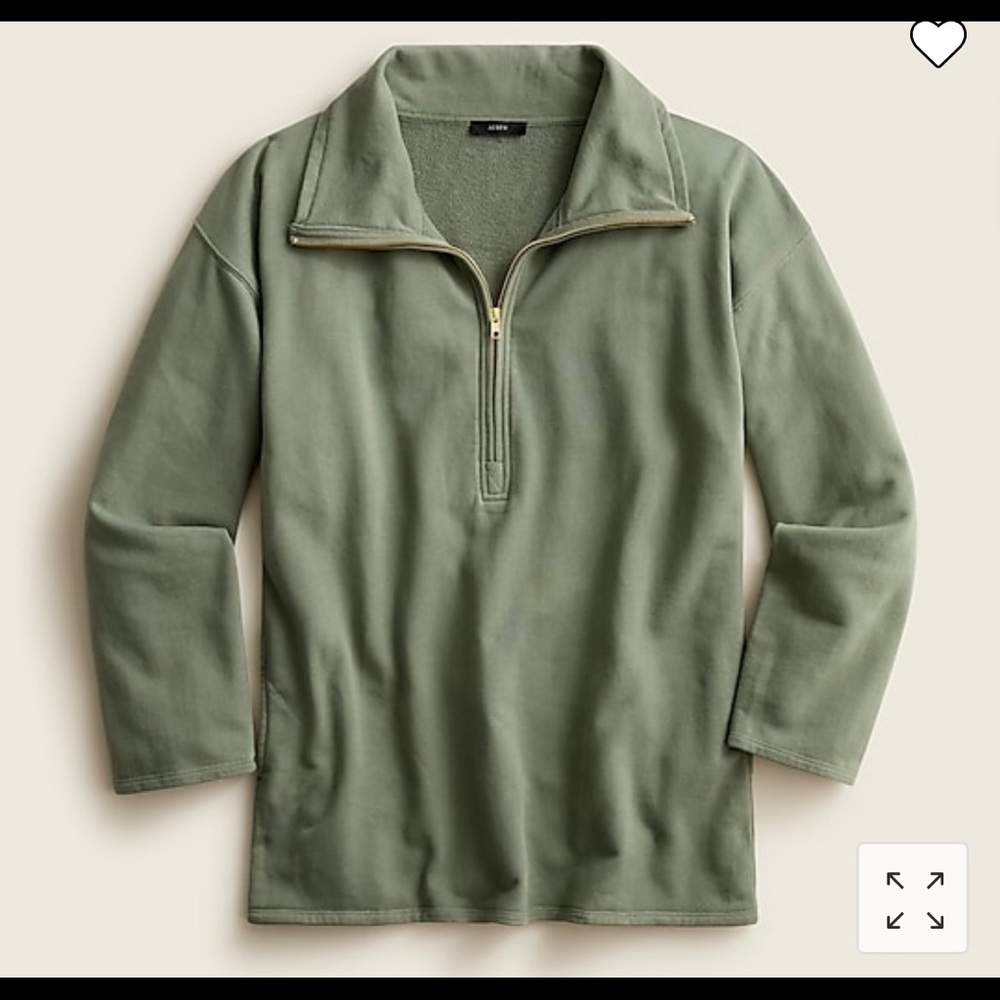 J Crew University terry long half-zip tunic